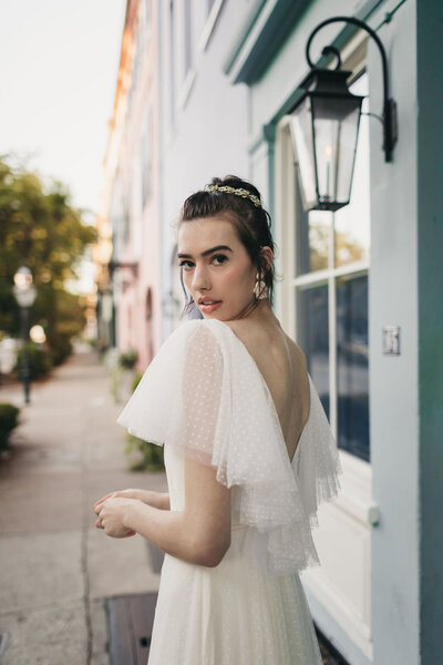 Butterfly Wedding Dress with off-the-shoulder sleeves