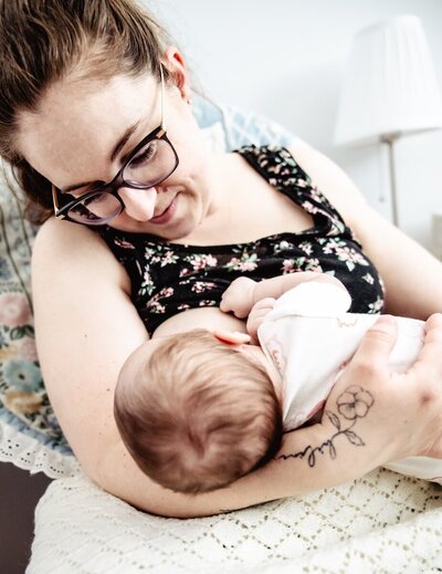Edmonton mom breastfeeds her newborn baby