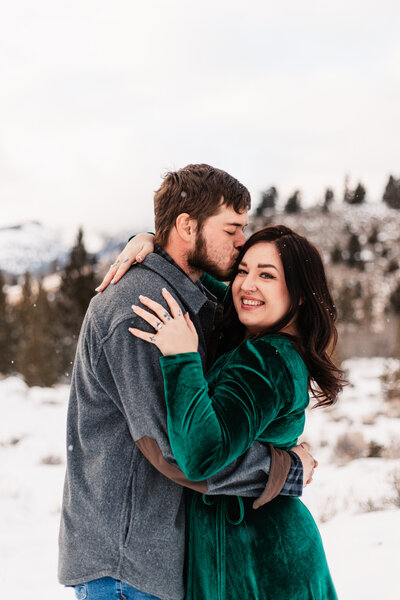 Romantic snowy engagement session in Montana