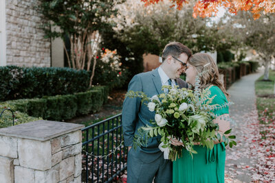 A bride and groom on their wedding day in North Carolina