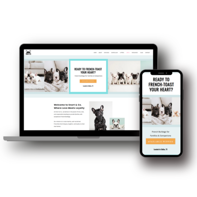Boss Breeders website template  mock ups on mobile and computer device