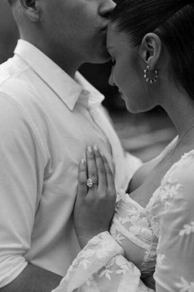 photo of bride and groom embracing