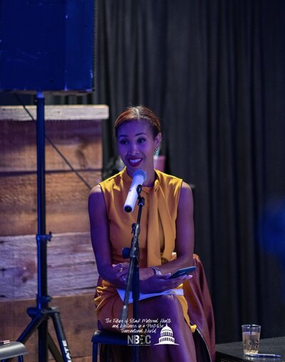 Adrianna Hopkins serves as emcee for the Mississippi Center for Justice "Mississippi on the Potomac" fundraiser and awards