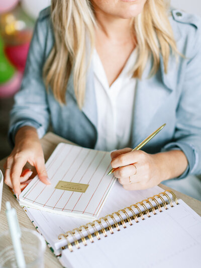 cornflower blue woman writing
