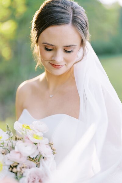 Soft etherial bride with pastel flowers