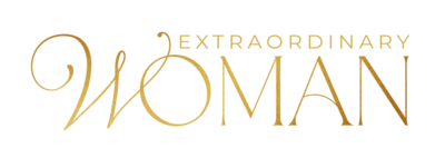 extraordinary woman logo in gold metallic