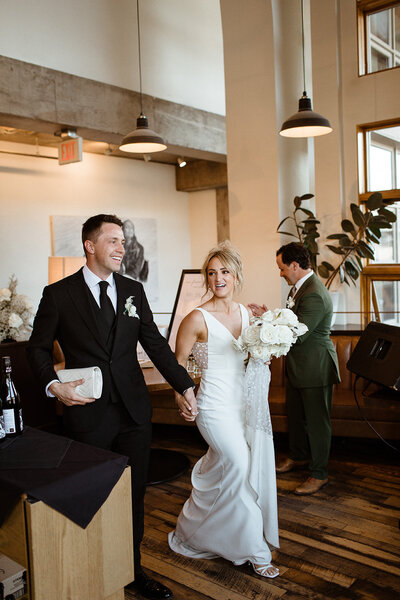 Wedding Couples grand entrance to their reception at the Bison in Banff, Alberta