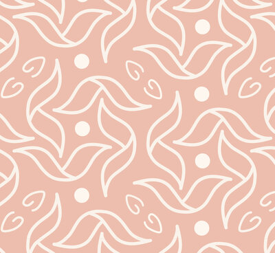 Grace Clay Co brand pattern created by Ayanna Richilano Designs in cream on pink background. The pattern is built of deconstructed elements from the logo.