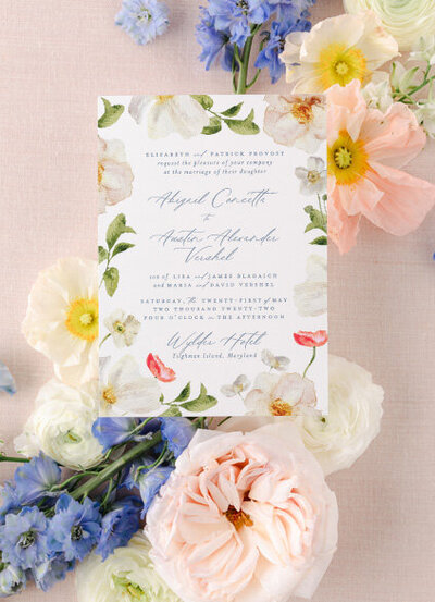 Modern Floral Wedding Invitations