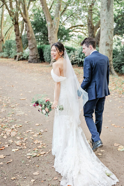 London-wedding-couple-walking