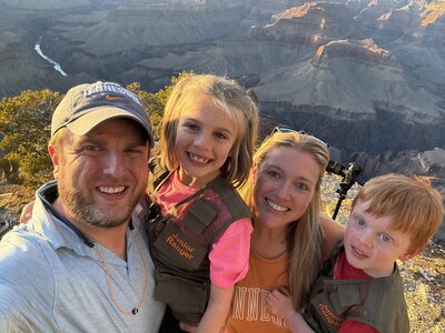 photographer marshall stephens and his family at the grand canyon
