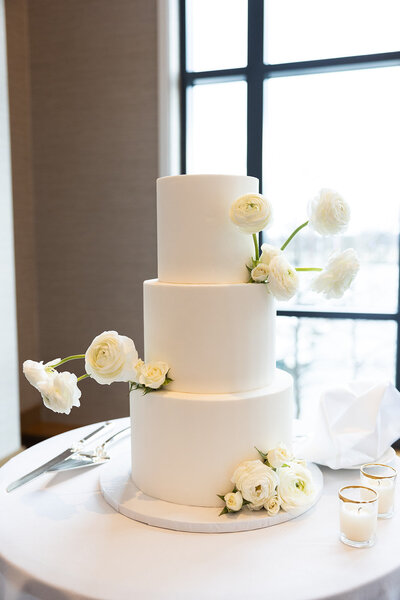 all white wedding cake