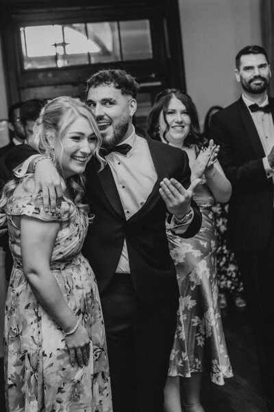 Blurry black and white bridal photos