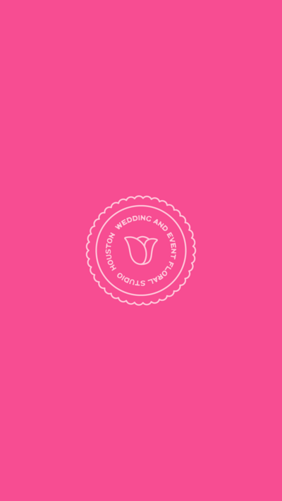 The Tallest Tulip stamp logo on a hot pink background