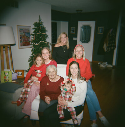 indoor family photo during the Holidays