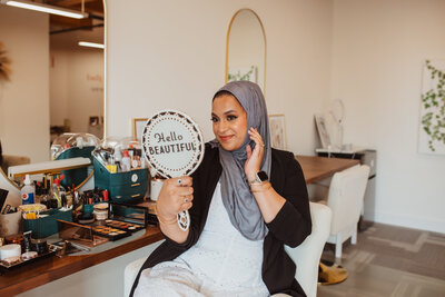 Portrait of Maya in her home-based Mississauga studio