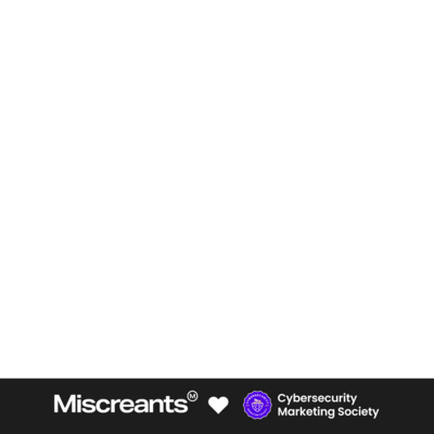 White square layout with black lower border featuring Miscreants logo and customizable branding space.