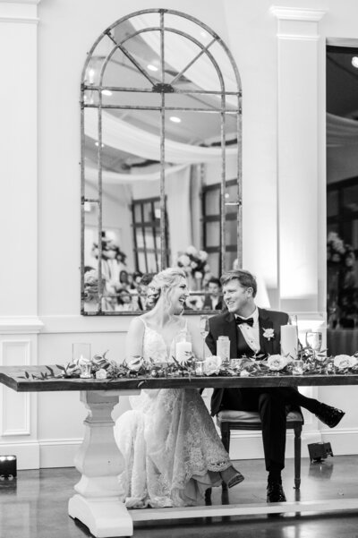 Bride and groom walk up memorial steps at their DC wedding