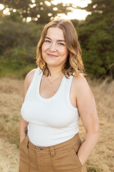 Jenni smiles outdoors