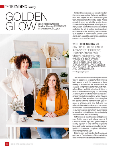 Redhot Monde Magazine article featuring Golden Glow Tan