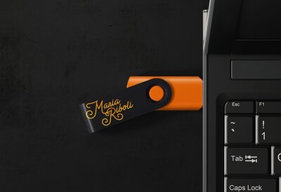 Mockup of branded USB for photographer