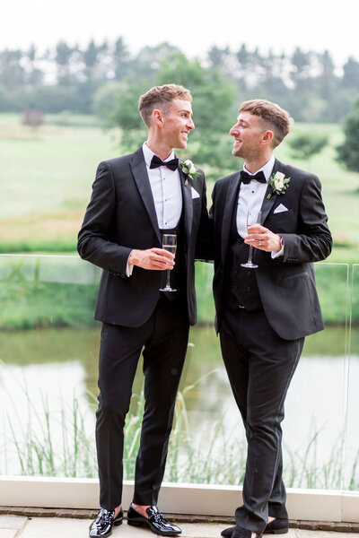 LGBQT+ couple wearing black tie at their Hampshire wedding
