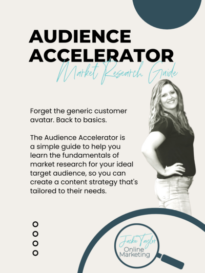 Ebook cover for the Audience Accelerator: Market Research Guide.
