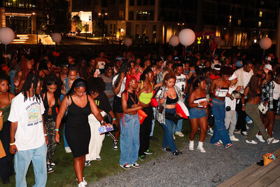 crowd of young black hbcu students