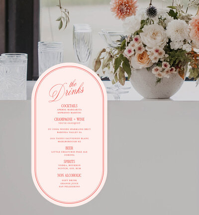 Round wave Big Love bar sign in peach and white