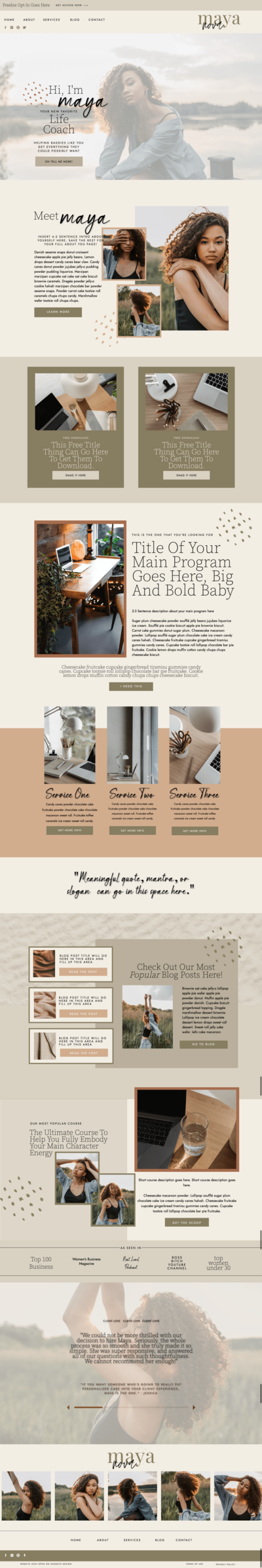 long screenshot of a website that the designer made