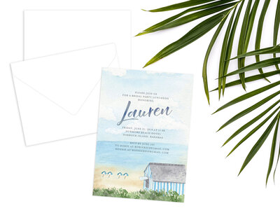 destination beach wedding shower invitation for dunmore on harbour island bahamas