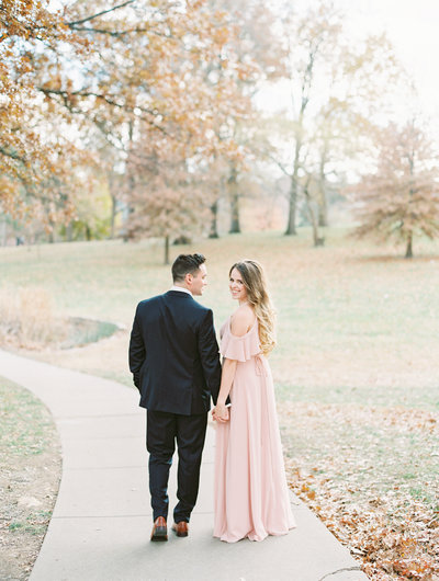 Bride and Groom take each other's hand during a romantic first look