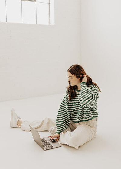 woman working on laptop