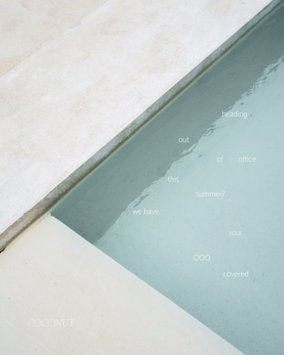 The corner of a swimming pool overlaid text that reads 'Heading out of office this summer? We have your OOO covered.