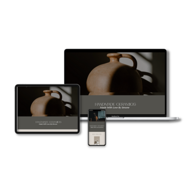 Three device mockups of the ceramic website template.