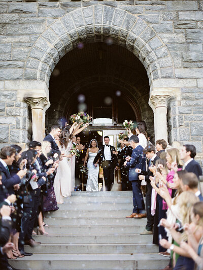 Couple exit their wedding at Georgetown 