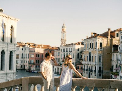 Grand Canal in Venice, gondola in background