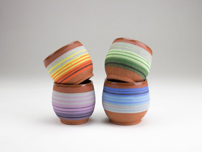 Colorful Zarape inpsired stacking ceramic cups