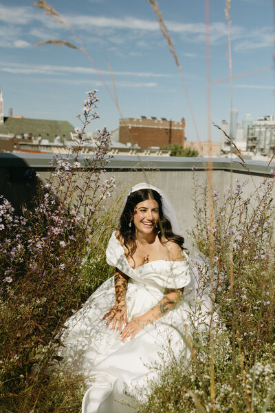 Bridal photos on a NYC rooftop.