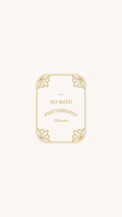 Aly Matei gold stamp logo on a cream background