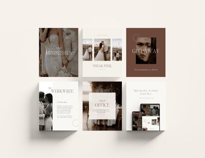 Luxe Instagram post templates voor bruiloftfotografen