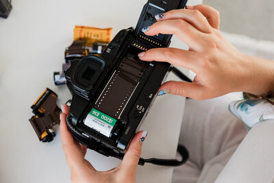 loading film into a film camera