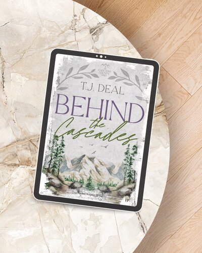 Behind the Cascades book cover illustration with mountains and trees.