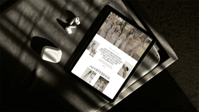 Screenshot of a strategic website design crafted for a luxury wedding photographer, showcasing refined digital branding and creative excellence by Miranda Ruiz Studio in Houston, TX.
