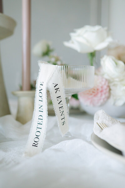 Close-up of wedding flowers and stationery styled by AK Events Co at Hey Love Studio, Oregon