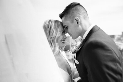 bride and groom at Hotel Kansas City wedding