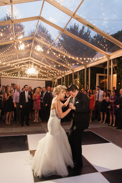 A beautiful wedding moment from a first dance at the Chicago Cultural Center