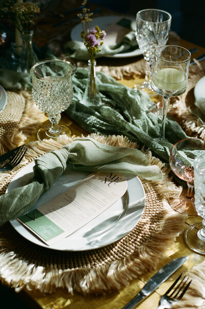 minimal table setting at a wedding