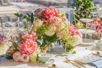 Luxury baby shower with floral decor at Waldorf Astoria Las Vegas, designed by Thater Made, a luxury wedding and event producer in San Diego, CA.