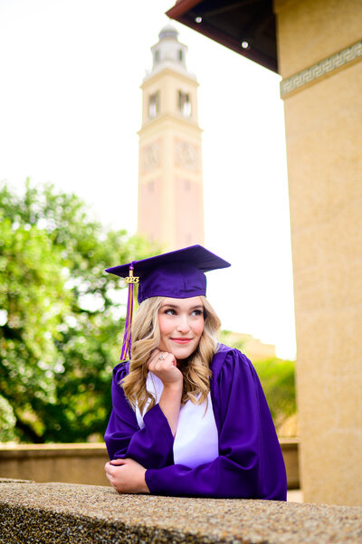 Baton Rouge LA LSU Senior Portraits at Memorial Tower